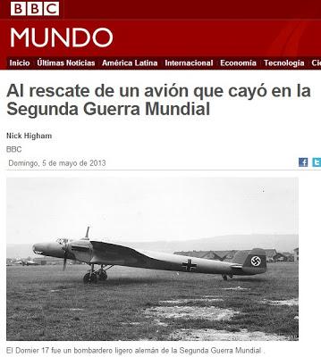 INICIAN EL RESCATE DE UN AVIÓN ALEMÁN DE LA II GUERRA MUNDIAL (Dornier 17) DE LAS AGUAS DEL CANAL DE LA MANCHA