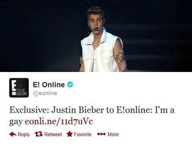 hackean Twitter de E! Online y publican que Justin Bieber  es gay