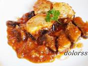 Pollo salsa berenjenas