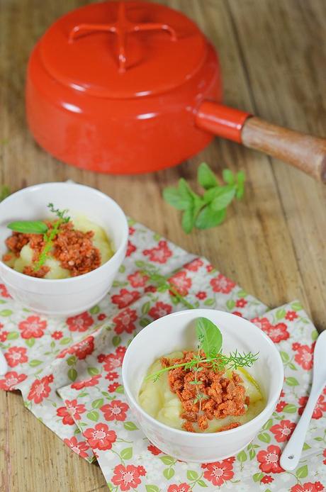 Pure de patatas y chorizo, sencillo y efectivo.