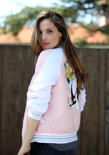 pink bomber jacket