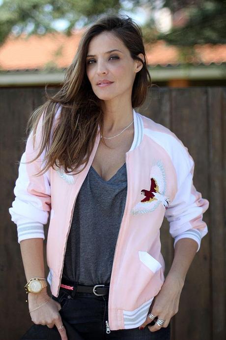 pink bomber jacket