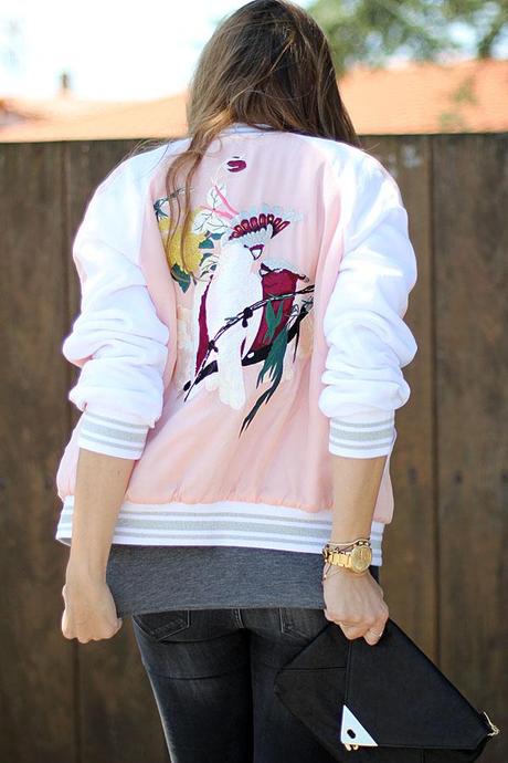 pink bomber jacket