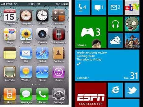 Captura de iOS frente a captura de Windows 8 para móvil