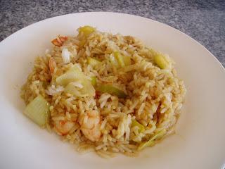 ARROZ BASMATI (DACSA) CON VERDURAS Y LANGOSTINOS (WOK)