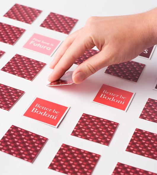 Love Fonts Memo, un juego de adivinar parejas de tipografías