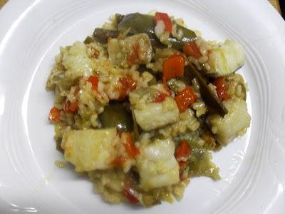 Arroz con bacalao y verduras