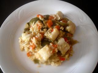 Arroz con bacalao y verduras