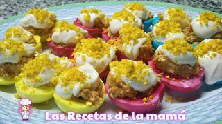 Receta de huevos rellenos de colores