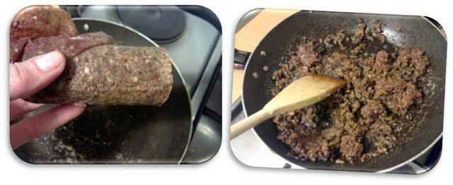 Ramilletes de brócoli con morcilla y langostinos al parmesano y vinagreta de manzana