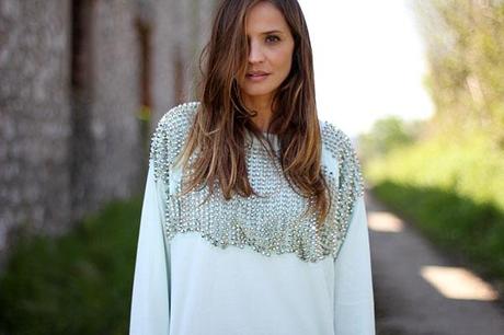 green studded sweatshirt green studded sweatshirt