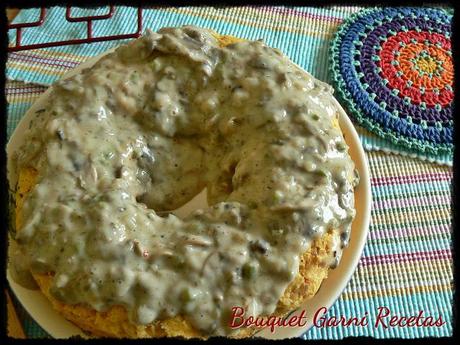 Budín de papa y queso con salsa de champiñones (Si mi bisabuela viviera, sería bloguera... y Día Mundial del Comercio Justo)