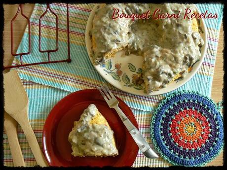 Budín de papa y queso con salsa de champiñones (Si mi bisabuela viviera, sería bloguera... y Día Mundial del Comercio Justo)