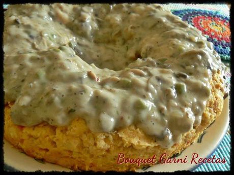 Budín de papa y queso con salsa de champiñones (Si mi bisabuela viviera, sería bloguera... y Día Mundial del Comercio Justo)