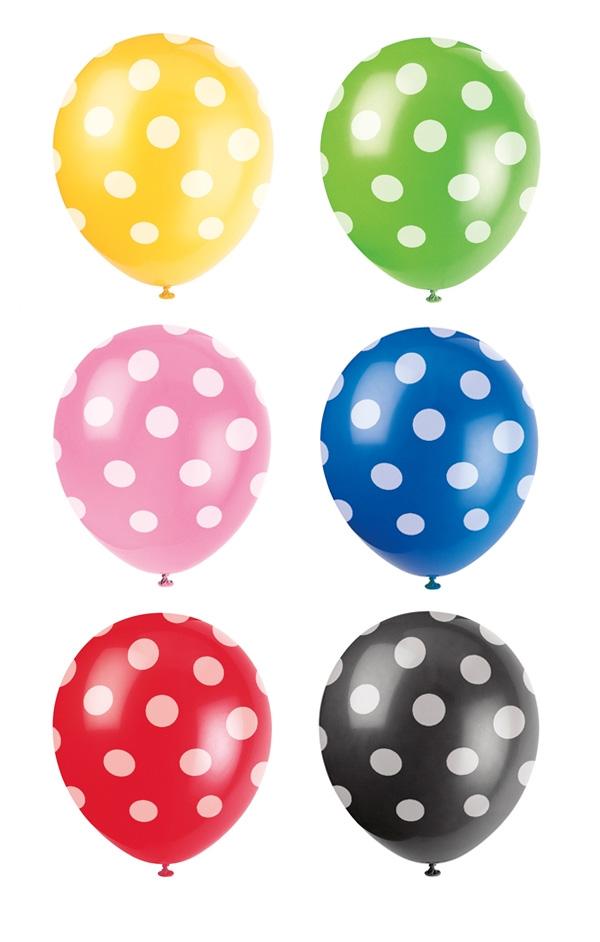 globos para fiestas con puntos blancos