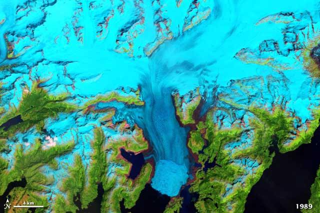 retroceso del glaciar Columbia en Alaska