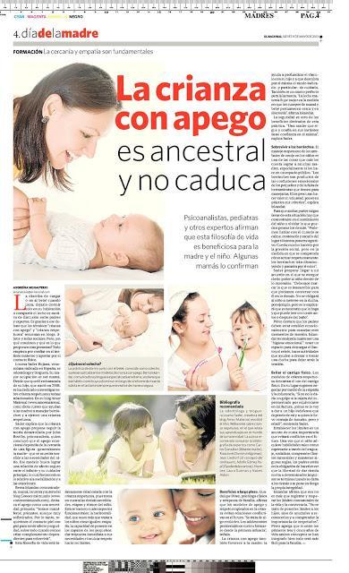 Louma Sader de Amor Maternal y Berna Iskandar de Conoce mi Mundo en el diario El Nacional: Especial Crianza Respetuosa