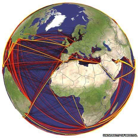 rutas marítimas que transportan especies invasoras