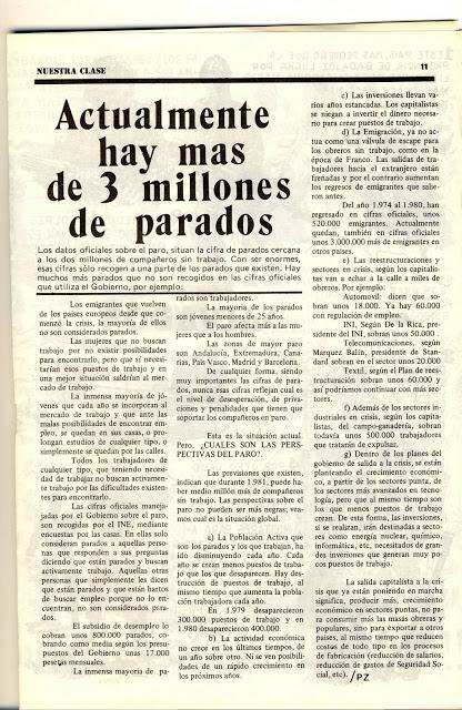 En aquellos tiempos... Mayo 1981. El paro, siempre el paro