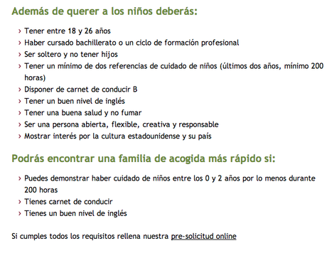 Requisitos para ser au pair