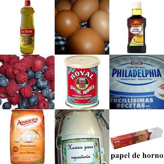 mufins de frambuesas y arándanos