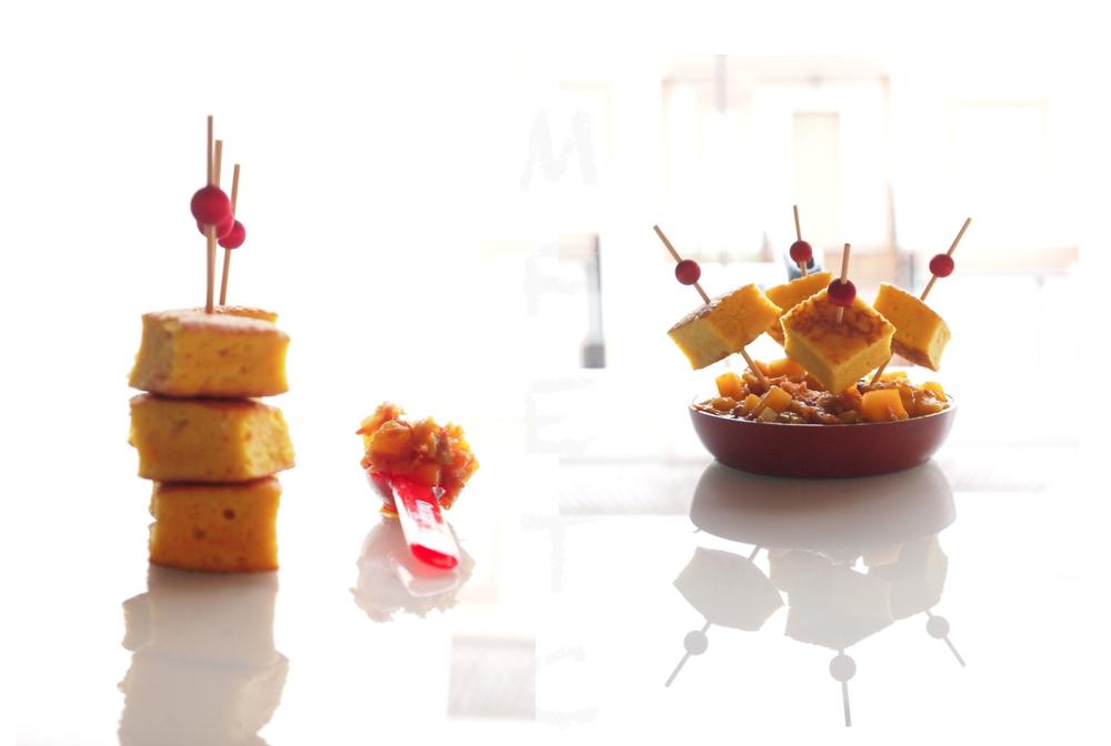 TORTILLITA DE PAN RALLADO SOBRE ALBORONÍA