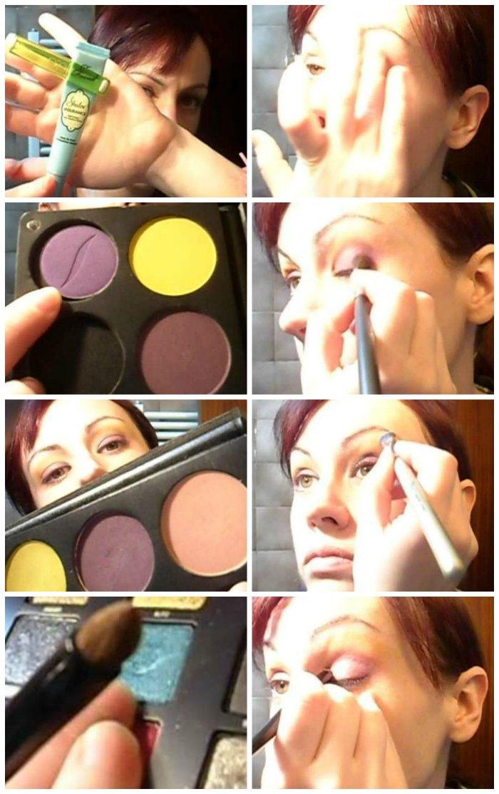 Maquillaje para empezar con la primavera (morado, amarillo, verde y rosa)