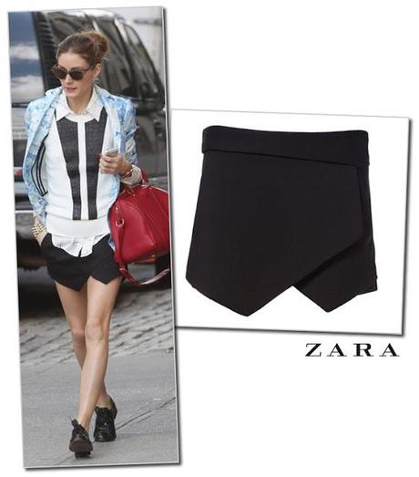 Olivia Palermo wearing Zara skort