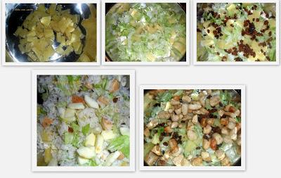 ENSALADA DE ARROZ, POLLO, PIÑA Y MANZANA