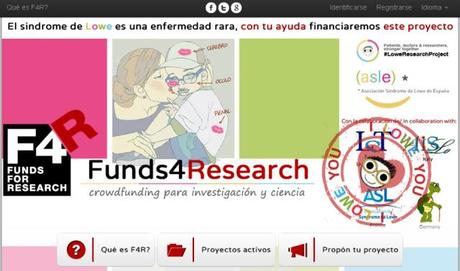 Acceso a la web para la financiación para la investigación de la enfermedad de Lowe dentro del proyecto Funds for Research (clicando sobre la imagen)