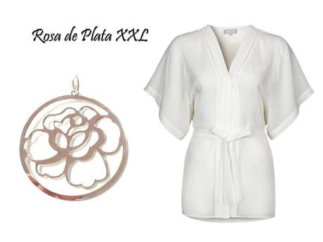 kimono con rosa de plata