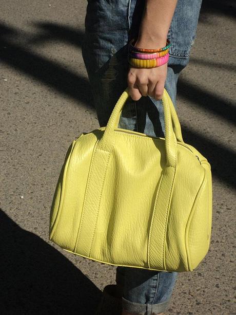 Denim overall fluor bag