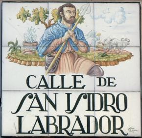 Placa de la calle dedicada al Patrón de Madrid, San Isidro Labrador