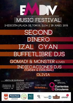 EMDIV Music Festival 2013: Cyan, Second, Dinero e Izal en Elda (Alicante)