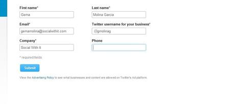 Twitter Ads - fill in your details [Social With It]