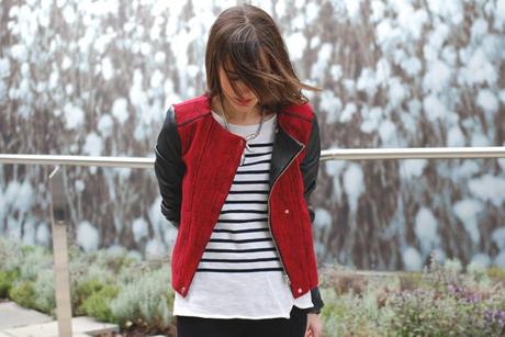 Black and white stripes and bicolor jacket