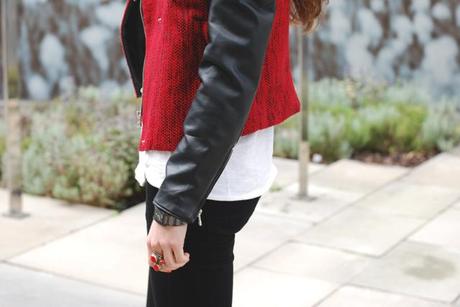 Black and white stripes and bicolor jacket