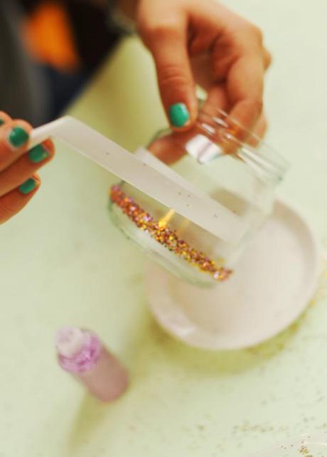 GLITTER! DIY: portavelas + purpurina