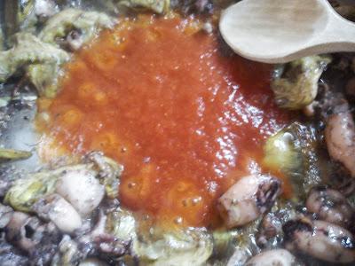 Arroz meloso de alcachofas y puntillas