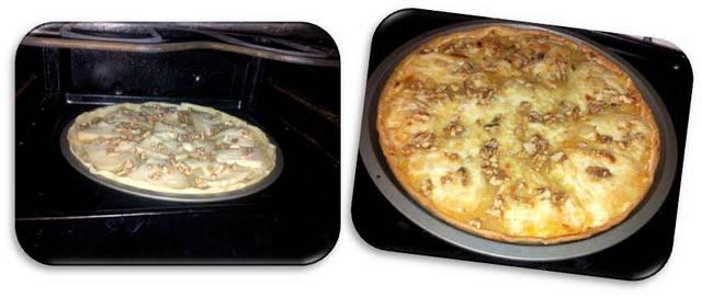 Tartaleta de cebolla caramelizada y queso de tetilla con nueces