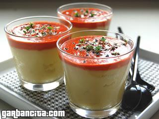 Ajo atao con coulis de pimientos de piquillo confitados al Oporto