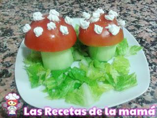 Ensalada con forma de setas