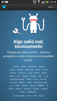 Mensaje de error en Twitter en HTC One