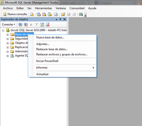 creando base de datos de forma grafica creando base de datos de forma grafica
