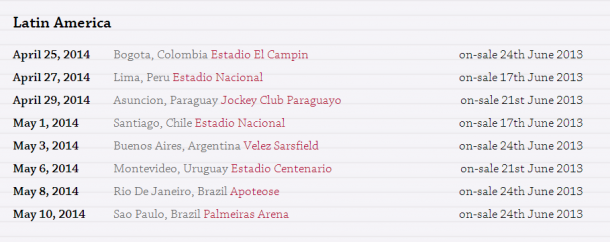 ¡One Direction anuncia tour por Latinoamerica!  VENEZUELA no esta aun en la lista