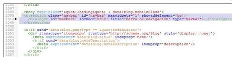 Eliminando el código del Navbar o Barra de navegación de Blogger
