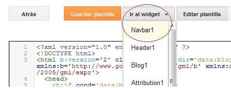 Buscando el código de la Barra de navegación de Blogger Buscando el código de la Barra de navegación de Blogger