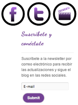 iconos de redes sociales y suscripción por e-mail