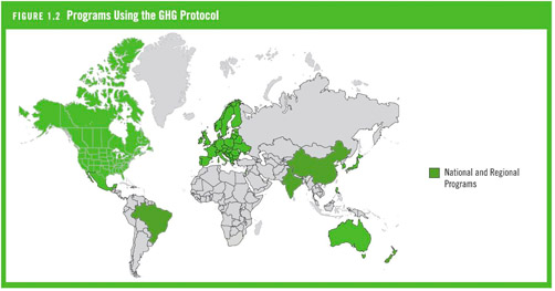 Países que tienen en funcionamiento programas del GHG Protocol