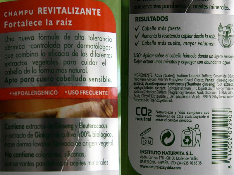 Naturaleza y Vida | Champú revitalizante con Ginseng